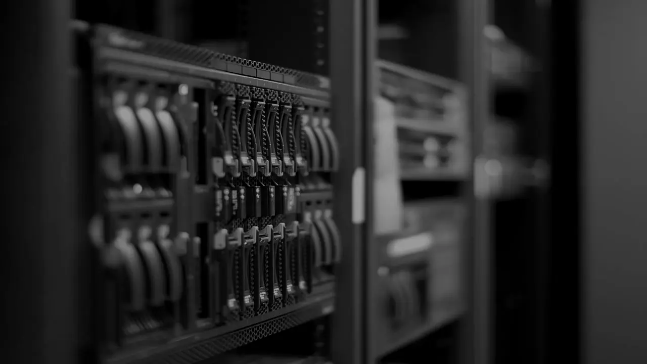 Serverschränke in einem Rechenzentrum – bei FinDoku läuft NeuroMark in einem eigenen Bereich nur für Ihr Unternehmen